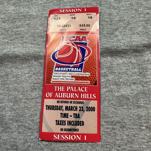 Vintage Gear 2000 Sweet Sixteen NCAA Men's Basketball T Shirt w/ Ticket UCLA MSU - Picture 4 of 7